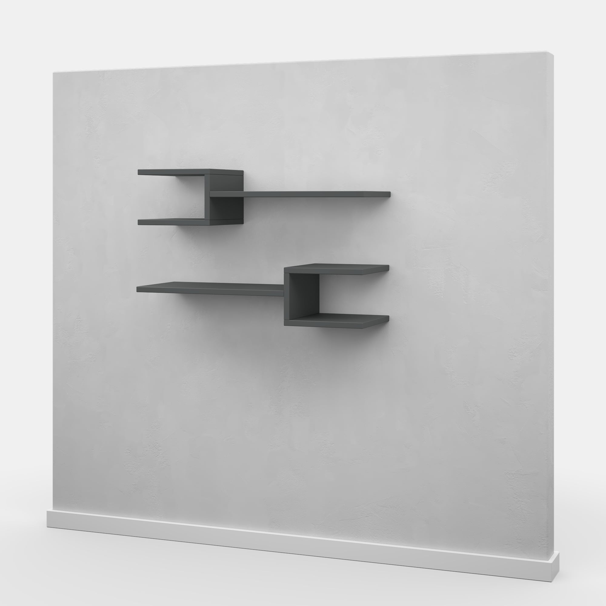 Ada Home Decor Furniture 29.53" 2 Tier Anthracite Webbs Modern Wall Shelf