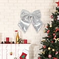 thumbnail image 2 of Large Glitter Christmas Bow, 10 Inch Sequin Wreath Bow for Xmas Tree, Christmas Tree Topper Decorations, Glitter Bow Ties, Elegant Bowknot Ornaments for Christmas Party Supplies (Silver), 2 of 5