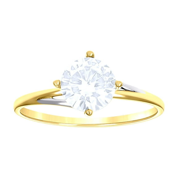14k 14kt Two-Tone Gold Womens Cubic Zirconia Polished Finish Engagement Ring