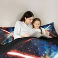 thumbnail image 4 of jejeloiu Lightsaber Fashion Games 7-Piece Twin Bedding Sets,Watercolor Graffiti Art Bedding Comforter Set,Colorful Ink Sheet Sets For Teens,Luxury Bedroom Decor Reversible, 4 of 8