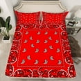 thumbnail image 2 of Castle Fairy Kids Teenagers Boho Red Paisley 4pcs Bed Sheets,Abstract Hippie Exotic Style Flower King Sheets,Bohemian Mandala Vintage Aesthetic Super Cozy Sheet Set,Super Cozy Room Decor, 2 of 7