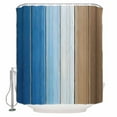thumbnail image 2 of Blue Brown Waterproof Fabric Shower Curtain, Gradient Wood Grain Farmhouse Country Shower Curtain for Bathroom Curtains Bathtubs Hotel Washable Shower Curtains with 12 Hooks Extra Long 72x96, 2 of 6