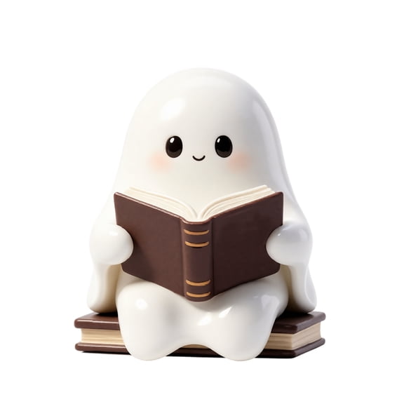 Ghost Reading Book Figurine Resin Whimsical Compact Decorative for Home Decor Bookshelf Mantel Or Desk