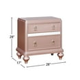 thumbnail image 3 of Glamorous Rose Gold 2-Drawer Wooden Nightstand with Mirror Trim &amp; Bun Feet | Contemporary Bedroom Accent Table | Solid Wood &amp; Wood Veneer | 28" H, 3 of 6
