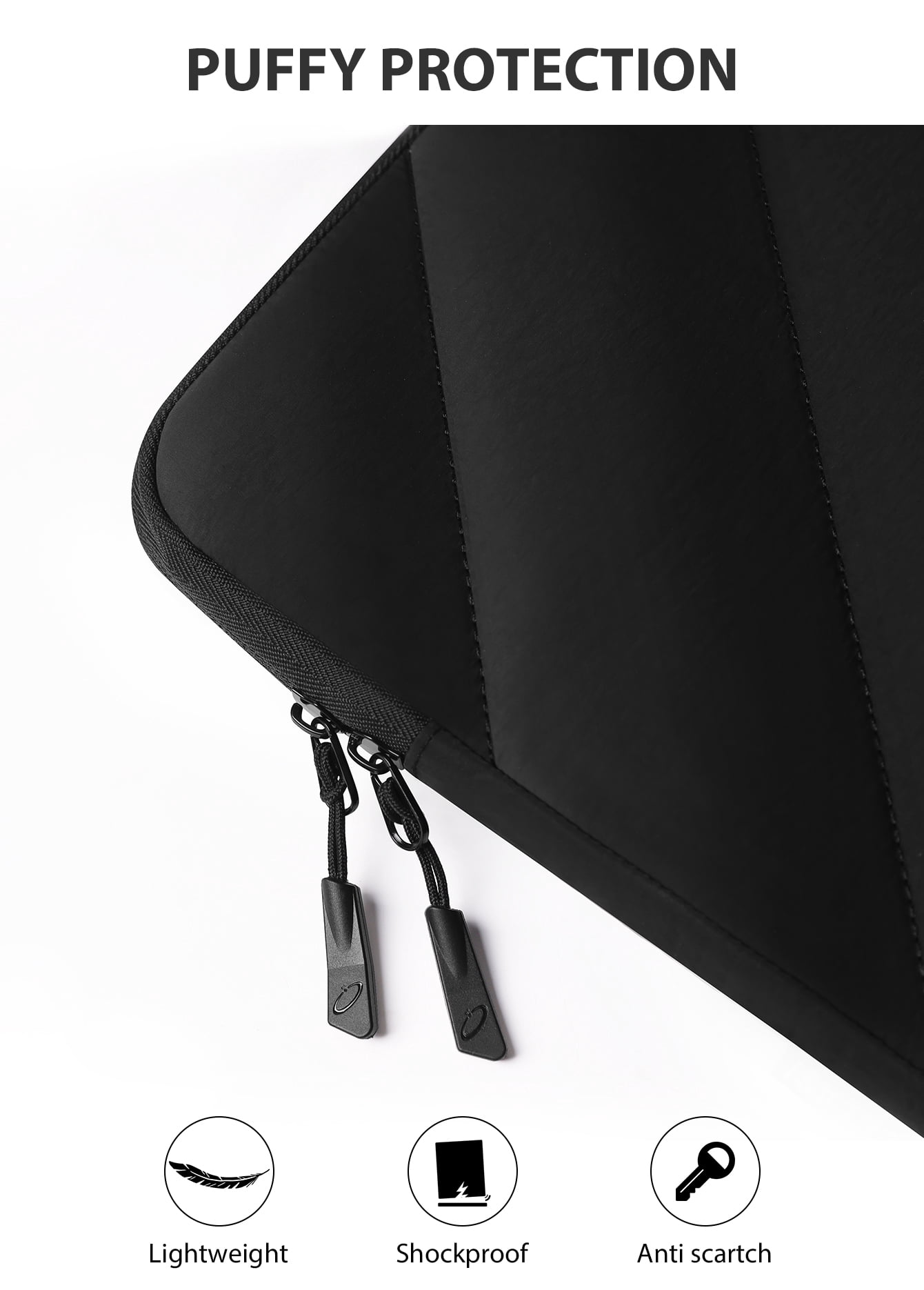 SENLASI Puffy 13.3 Inch Laptop Sleeve Case for Macbook Air 13 13.6 M3 M2 2024 2022-2010, Macbook Pro 13/14 M4 M3 M2 M1 2024 2023 2022-2012,Shockproof Water-resistant Protective Sleeve Case, Black