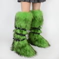 thumbnail image 5 of Women's Knee High Faux Fur Boots With Belt Buckle Flat Heel Warm Comfort Winter Boots, 5 of 5