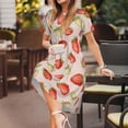 thumbnail image 3 of Vsdgher Fraises pour Femmes Été 2025 Robes Midi Décontractées Légères Manches Courtes Col Rond Robe de Plage, 3 of 6