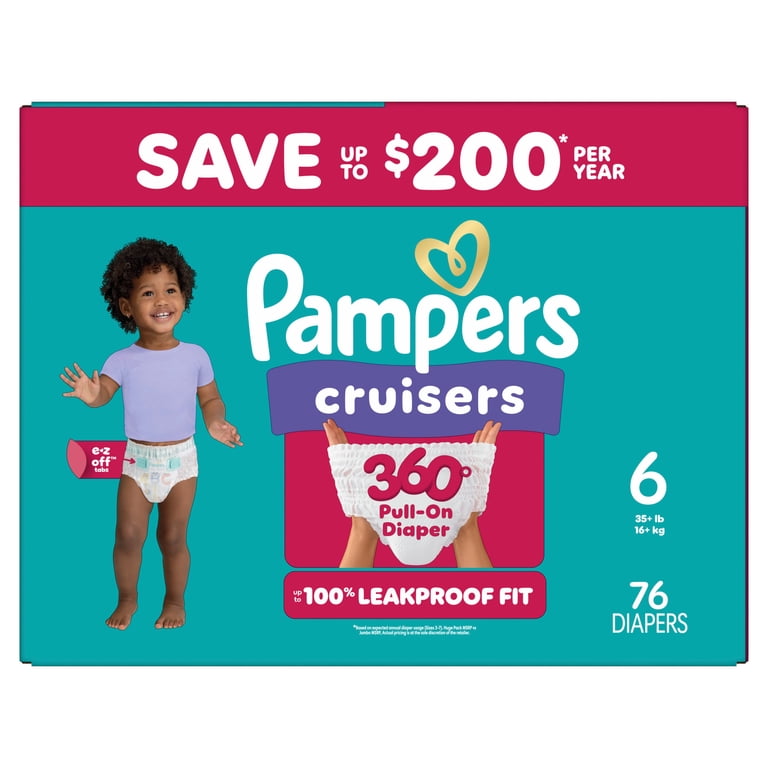 Pampers Cruisers 360 Baby Diapers Size 6, 76 Count (Select for