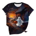thumbnail image 5 of Jsaierl Halloween Shirts for Women Funny Ghost Print Tees Vintage Classic Round Neck T-Shirts Short Sleeve Dressy Casual Blouse Tops Halloween Clothes,Sizes S-5XL, 5 of 6