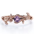 thumbnail image 1 of JeenMata Anillo de Compromiso con Solitario de Amatista Violeta de Corte Redondo de 0,50 Quilates Creado en Laboratorio con Diseño Bohemio en Baño de Oro Rosa de 18 K sobre Plata, 1 of 6