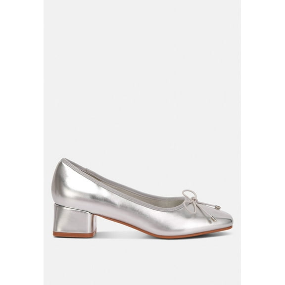 Laga Metallic Low Block Heel Ballerinas