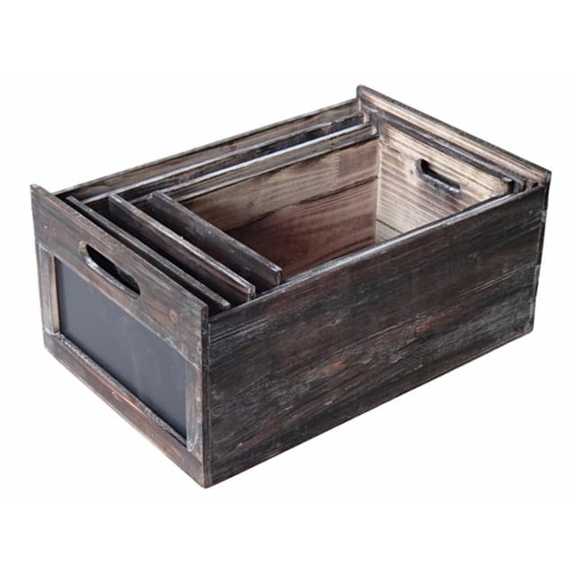 Cheung Ensemble de 4 Caisses en Bois avec Tableau Noir