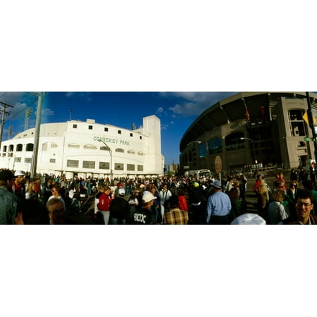 Old Comiskey Park Spectators in front of a baseball stadium the last day of old Comiskey Park and US Cellular Field Chicago Cook County Illinois USA Poster Print by Panoramic Images ()
