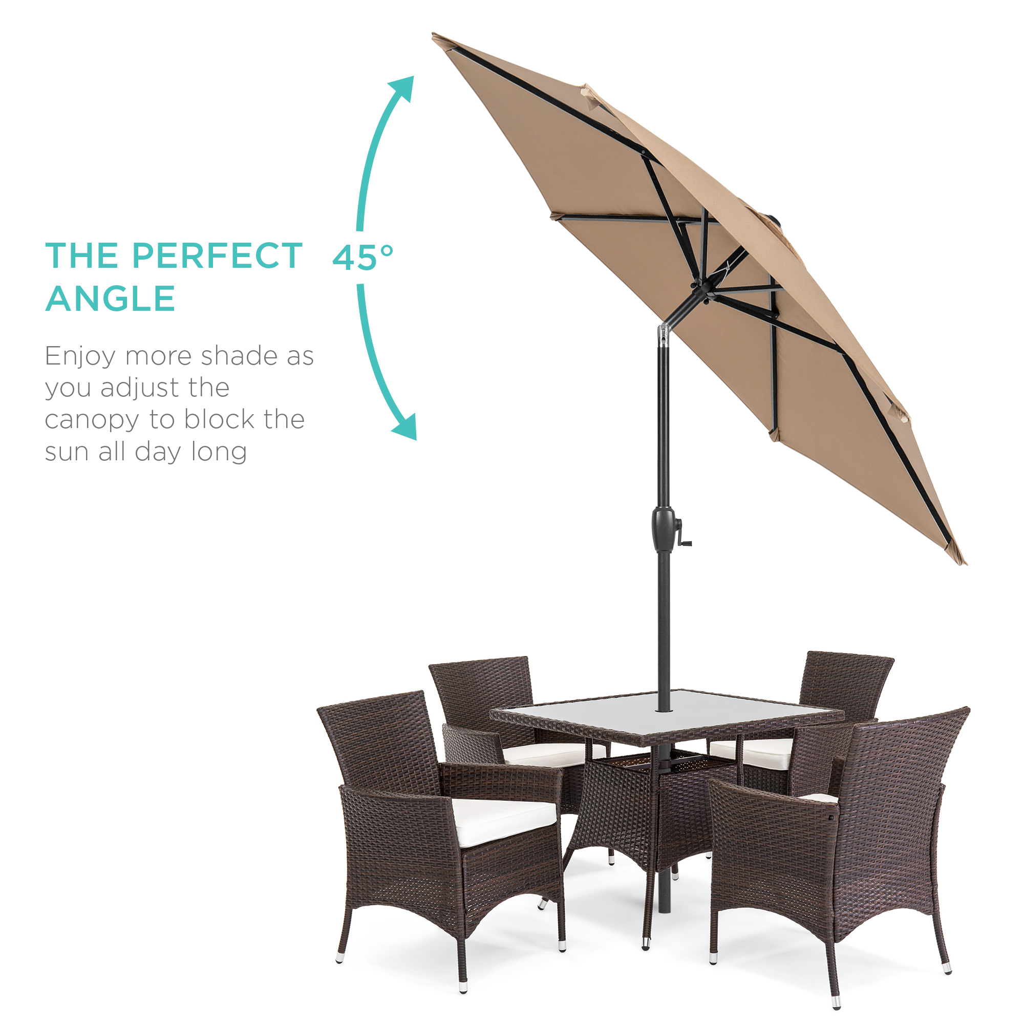 Best Choice Products 7.5ft Market Patio Umbrella with Crank and Tilt, Oat photo 2