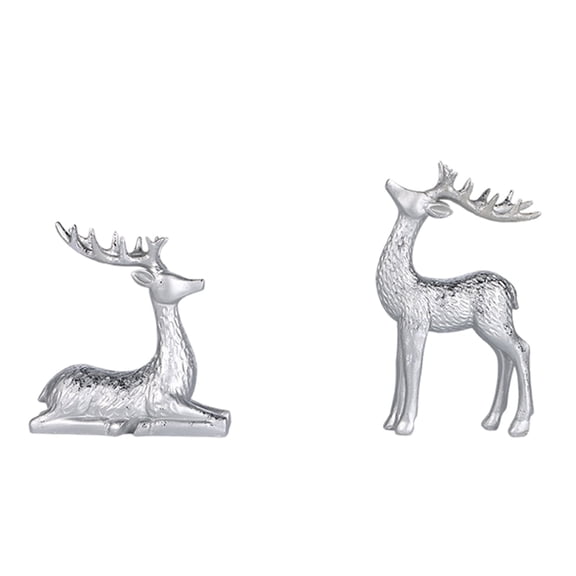 2 Pcs Christmas Reindeer Sculpture Resin Deer Christmas Decoration Matte Resin Elk Statues for Home Decor Ideal for Living Room Bedroom Office Bookshelf and Desk Ornaments Holiday Decor
