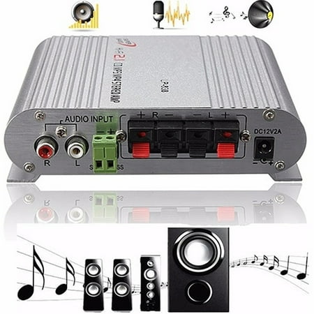 Mini Car 3Channel Speaker Booster Amplifier Stereo Mega Bass 12V Hi-Fi Connect with Phone PC DVD Player MP3 MP4 Portable (Best Bass Booster For Pc)