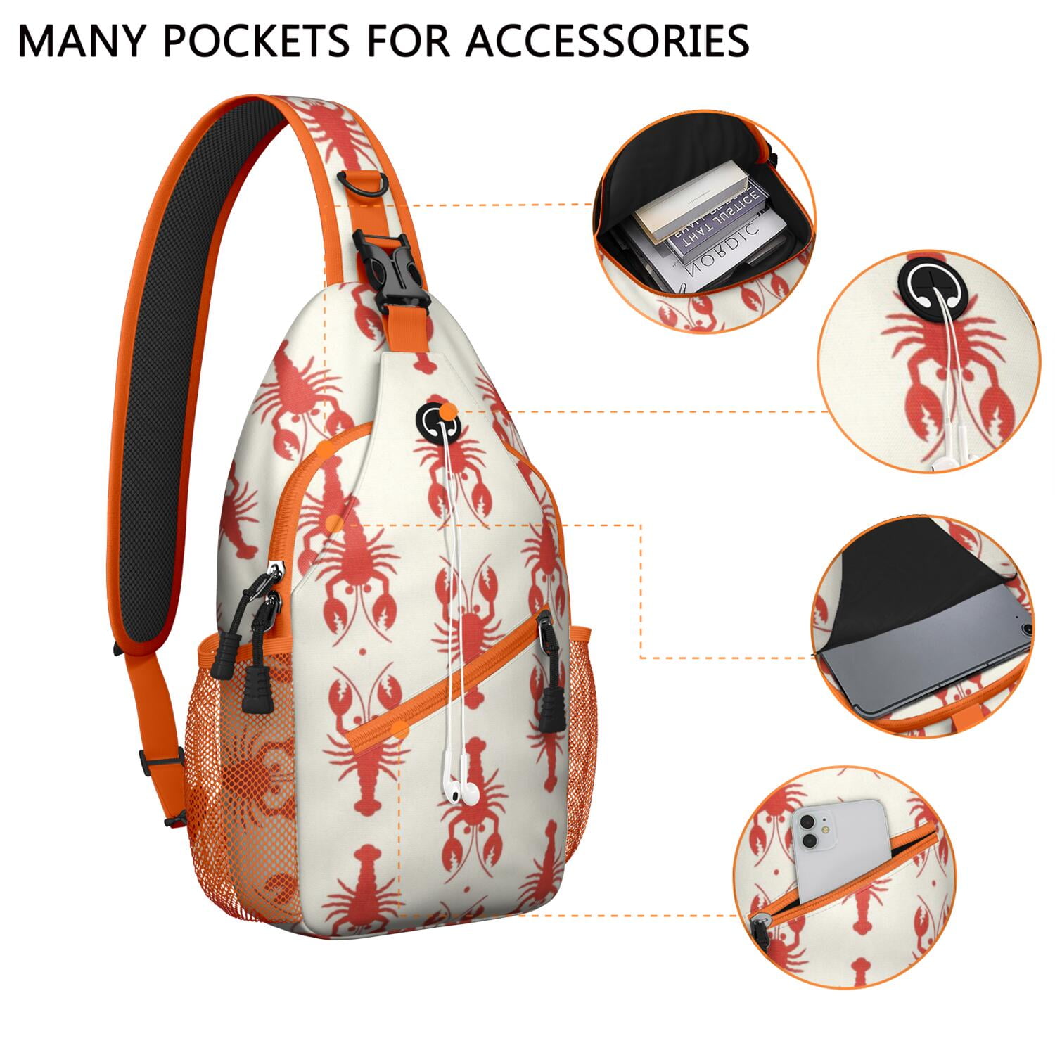 Red & Blue Ocean Life Sling Bag - Tropical Beach Inspired Crossbody Shoulder Pack - Travel-Ready Spacious Organizer for Outdoor Adventures & Casual Use