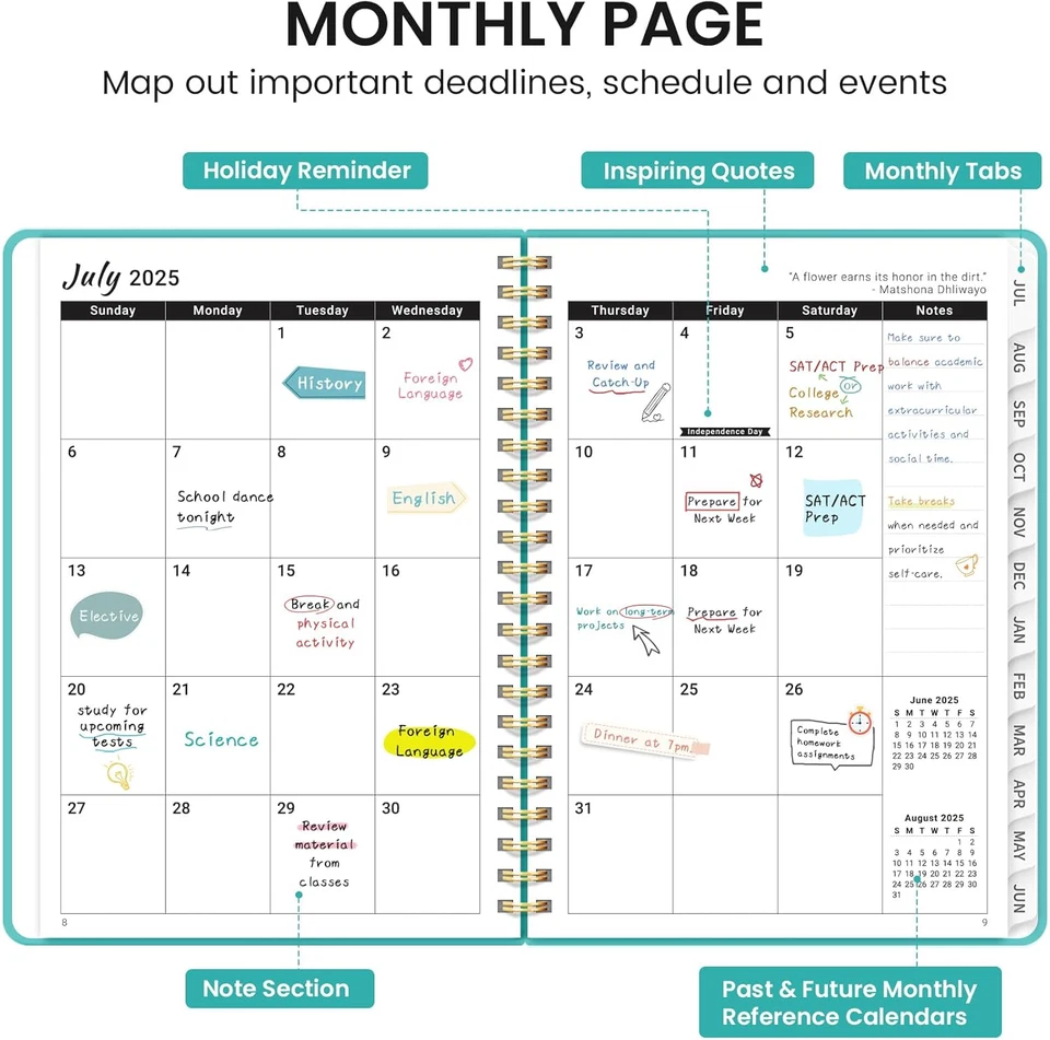 2025-2026 Planner, 12-Month Daily Weekly Monthly Planner From Jul.2025 To Jun...