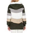 thumbnail image 3 of Womens Winter Fuzzy Fleece Jacket Hooded Color Block Patchwork Cardigan Coats Outerwear with Pockets Green XL, 3 of 9
