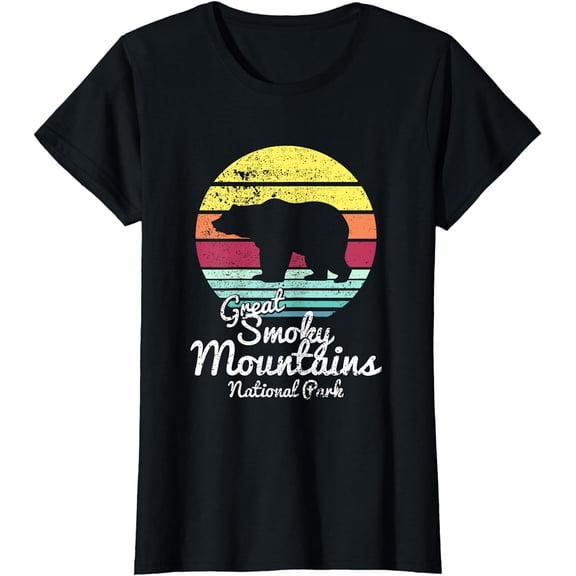 Retro Great Smoky Mountains National Park TN Bear T Shirt