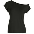 thumbnail image 5 of Dtydtpe Clearance Sales, Off The Shoulder Tops for Women, Women's Casual Off Shoulder Tops Short Sleeve T Shirts Loose Summer Blouse Shirt Womens Tops Black, 5 of 9
