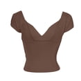 thumbnail image 6 of Kagetolytai Womens Tops Women's Sexy Deep V Neck Backless Top Short Sleeve Slim T Shirt Summer Tops for Women 2024 Brown S, 6 of 6