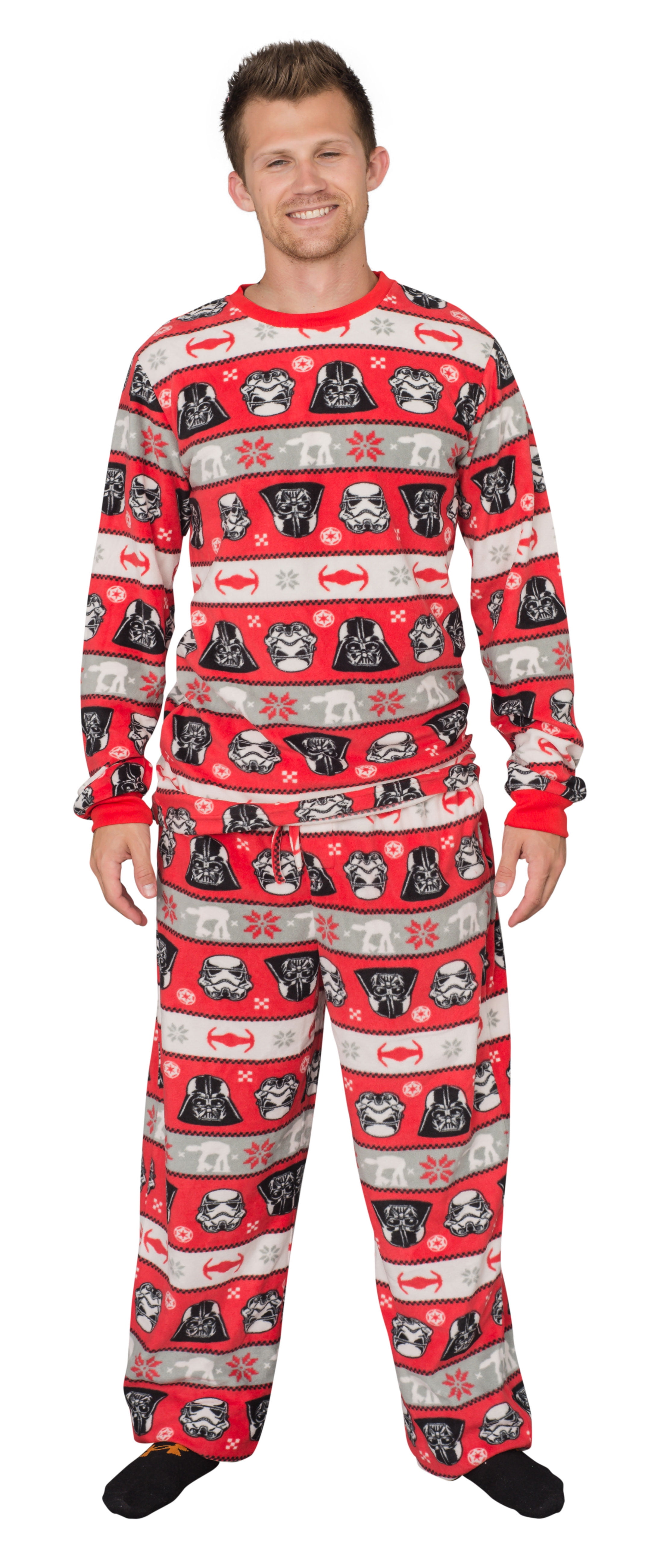 Adult Star Wars Darth Vader Tropper Holiday Red and White 2 Piece Star Wars Christmas Pajamas