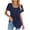 Navy, variant on Fesfesfes T Shirts for Women's Fashion Solid Round Neck Short Sleeves Casual T-Shirt Top Ladies Tops And Blouses L(US:8)