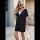 thumbnail image 5 of Mono de Verano de Corta para Mujer, Holgado, Informal, con Cuello en V, Pantalones Cortos, Elegante, Cómodo, con Bolsillos, Negro, Talla M, 5 of 8