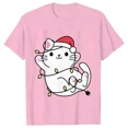 thumbnail image 5 of Camiseta con luces navideñas para mujer, camisetas con estampado gráfico de gato bonito, camisetas de manga corta, ropa de calle divertida, camiseta de marca, ropa femenina, 5 of 5
