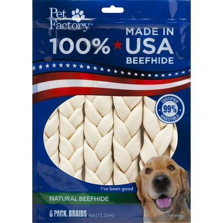 UPC: 0094983781056 | Pet Factory Beefhide Braided Sticks Natural Flavor – 7   6 Count
