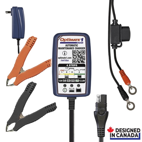 OptiMATE 1 DUO, TM-409, BRONZE series : Chargeur de Batterie 12V / 12.8V 0.6A à 4 Étapes et Entretien