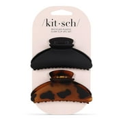 Kitsch Recycled Plastic Claw Clip, Black, Tortoise, 2 Ct (1 Pack)