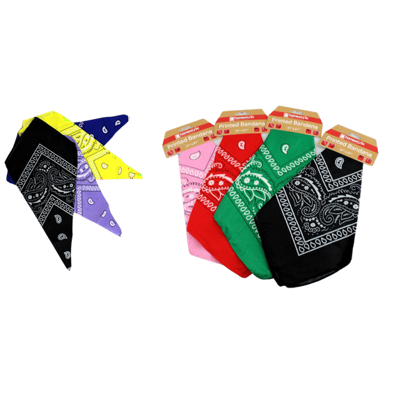 4 pack Unisex  Adult and Teen Assorted Color Paisley Bandanas