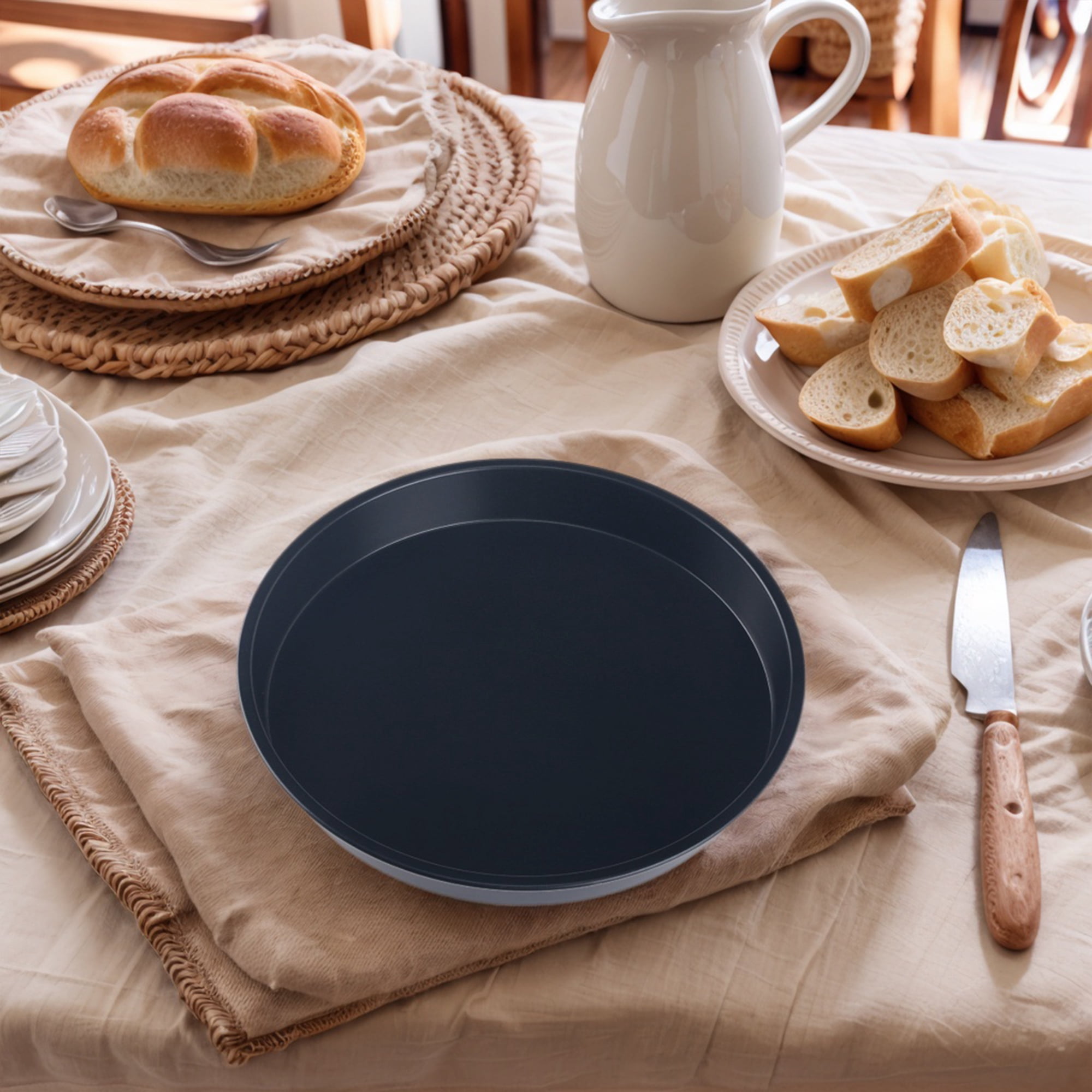 Unique Bargains 2 Pcs Round Cake Pans Baking Sheet Black 9.1*9.1*1.2in