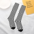 thumbnail image 6 of Knee High Socks for Women Checkerboard Black And White Long Tube Sock Uniform Socks, 6 of 7