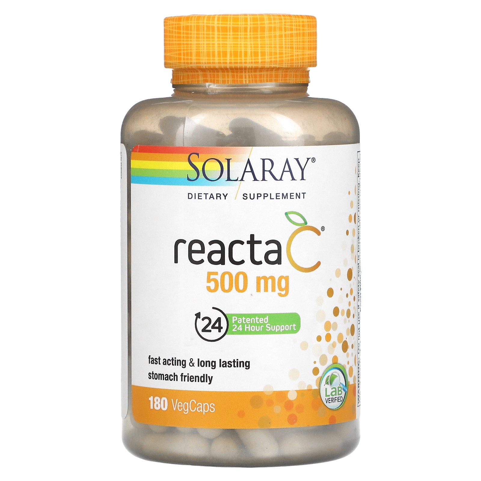 Reacta-C, 500 mg, 180 VegCaps, Solaray