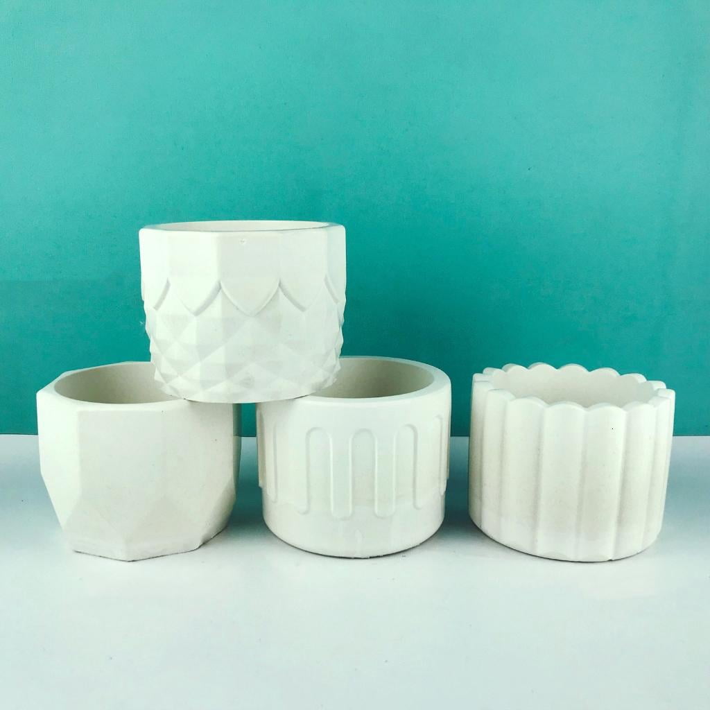 Giaone 4Pcs Silicone Moulds for Concrete Flower Pots Cement Plant Pot Resin Molds