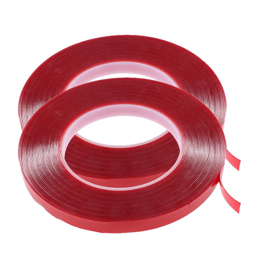 FITYLE 2x2 Rolls Red Tape Heat Resistant Strong Double Sided Adhesive Sticker 10mx1cm