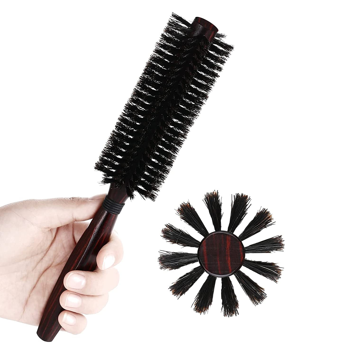 Boar Bristle Round Hair Brush 1.8 Inch, Blow Drying, Smoothing