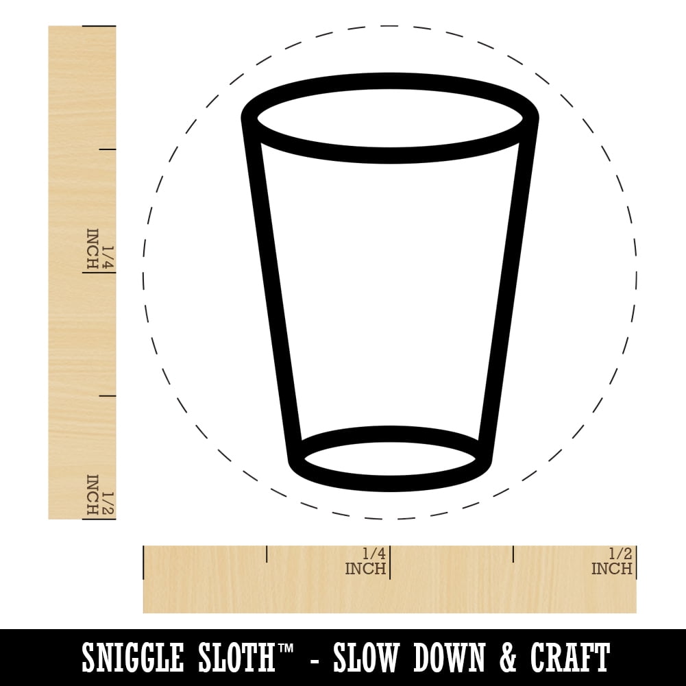 Empty Water Glass Cup Self-Inking Rubber Stamp Ink Stamper - Dry Pad (No Ink) - Mini 1/2 Inch