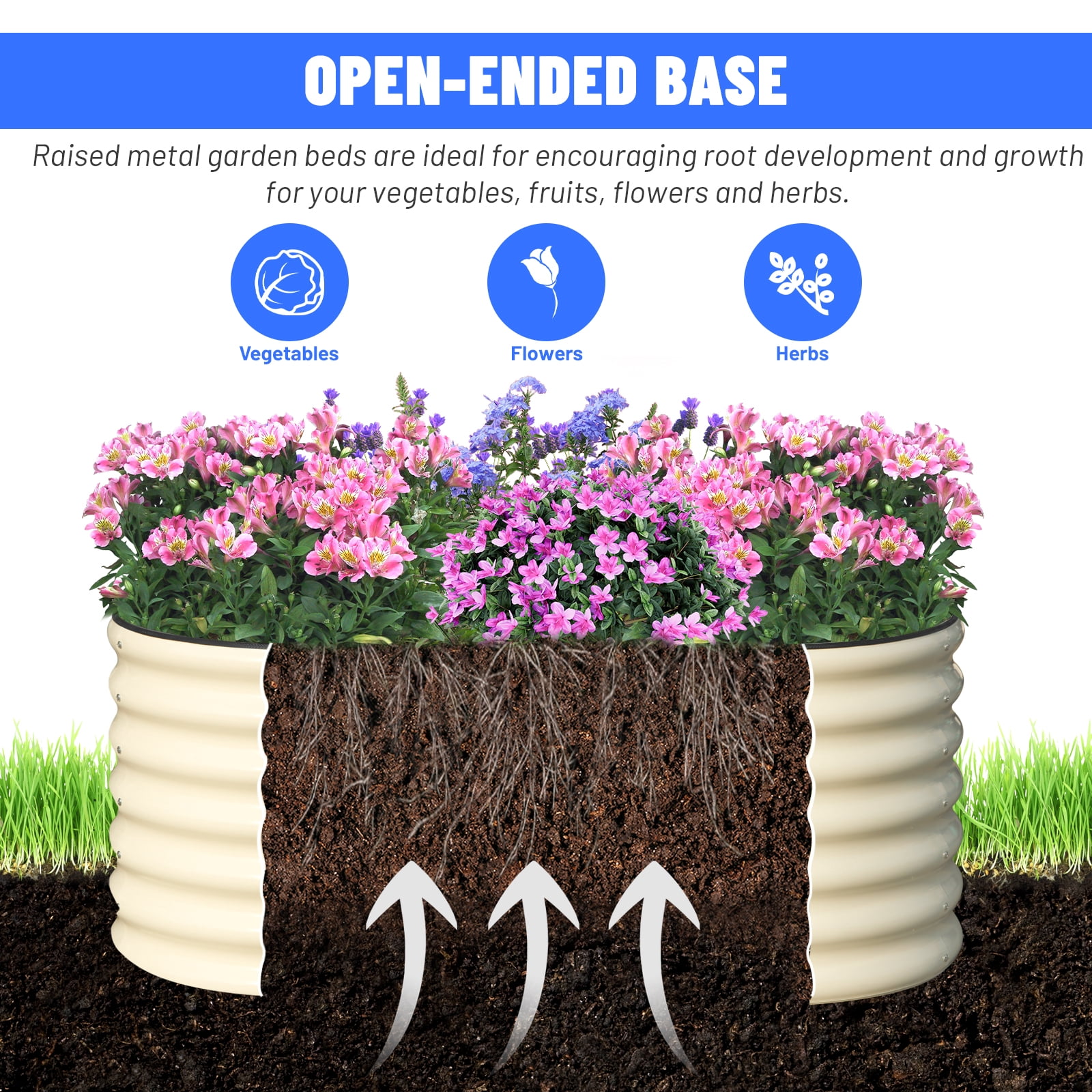 SnugNiture 2-Pack 4x2x2 ft Galvanized Steel Raised Garden Bed, Outdoor Metal Planter Box for Vegetables and Flowers