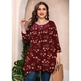 thumbnail image 2 of MODERN GOOSE Chemise Grande Taille pour Femmes Manches 3/4 Fleuri 1X Blouse Tunique Évasée Haut Dentelle Col Ras du Cou Maternité Coupe Ample Vêtements, 2 of 12
