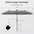 thumbnail image 7 of Alpha Joy 13ft Large Double-Sided Outdoor Patio Umbrella with Colorful Solar Lights, Smoky Gray, 7 of 7