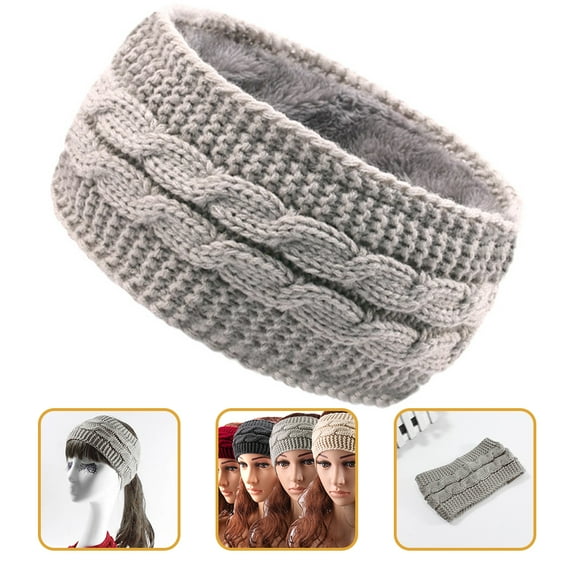 DEEPCRAFF Light Grey Winter Knitted Headband Thermal Ear Warmer Stretchy Fashionable Hair Accessory
