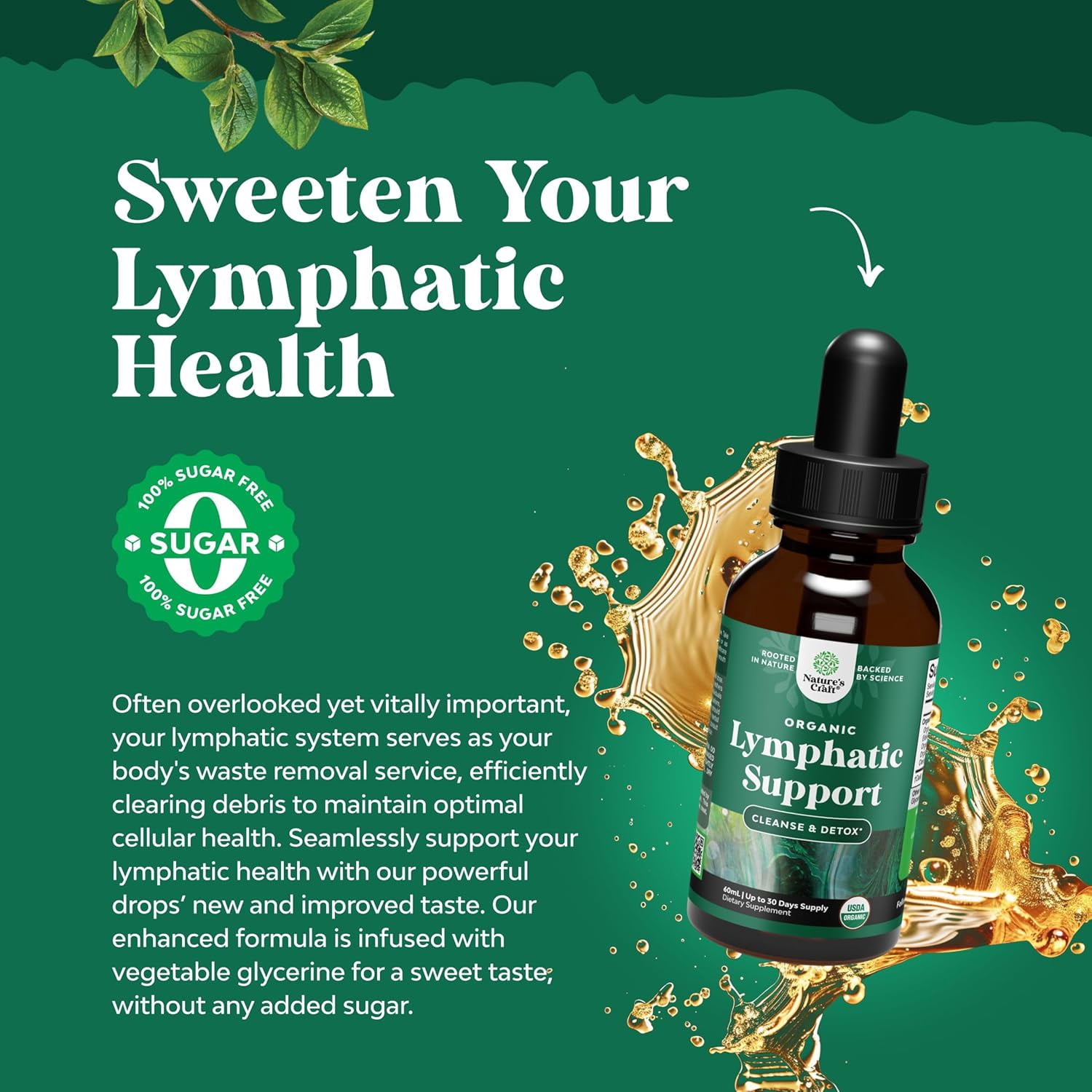 Natures Craft Organic Lymphatic Support Drops, Immune & Lymphatic Support Supplement, 2oz