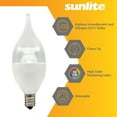 thumbnail image 3 of Sunlite LED CA11 Clear Chandelier CFC Light Bulb, 4.5 Watts (40W=), 300 Lumens, 120 Volts, Dimmable, Candelabra E12 Base, 90 CRI, ETL Listed, Flame Tip, 2700K Warm White, 6 Pack, 3 of 5