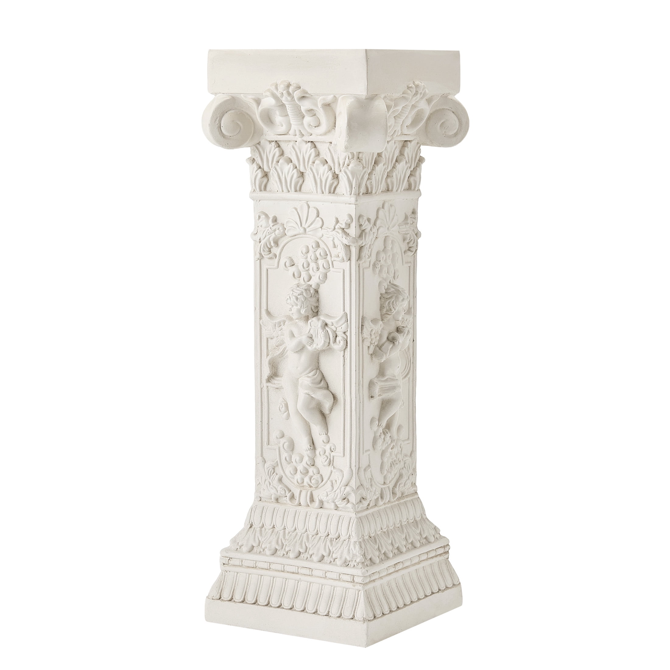 Christopher Knight Home 34"H MgO Pedestal Plant Stand, Roman Column Indoor Outdoor Planter, Beige White