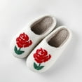 thumbnail image 2 of Winter House Slippers for Women Men Funny Floral Animal Print Fuzzy Warm Home Shoes Casual Indoor Slip on Slides White 8.5, 2 of 4