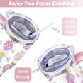 thumbnail image 5 of 40oz Tropical Pineapple Pattern Stainless Steel Flip Straw Tumbler Spill Proof Travel Cup Double Wall Vacuum Insulated Coffee Mug with Top Handle, 5 of 6